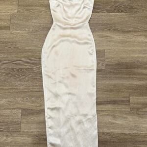 House of CB 'Constanza' Cream Silky Satin Maxi Dress